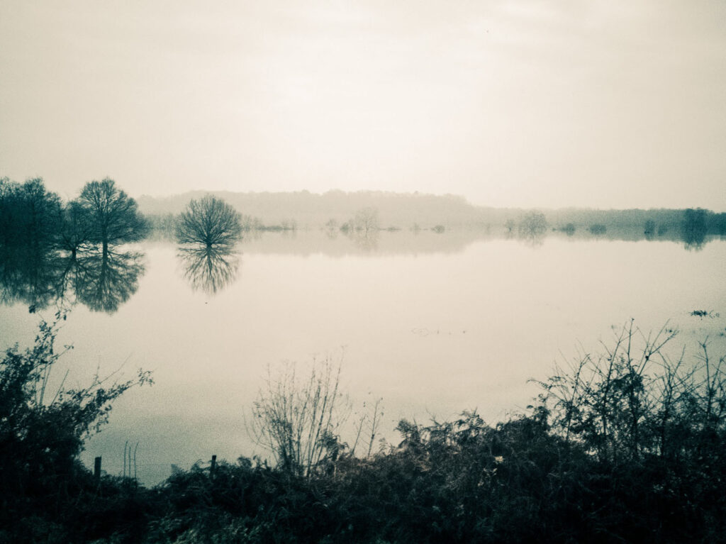 Parcours photographique sur des inondations entre Bayonne et Dax. Magie des reflets et l'atmosphère.